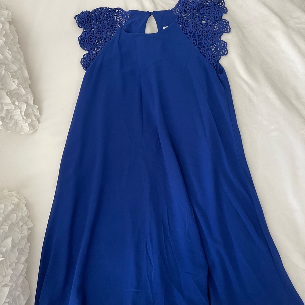 Danity hooligan blue dress crochet sleeves